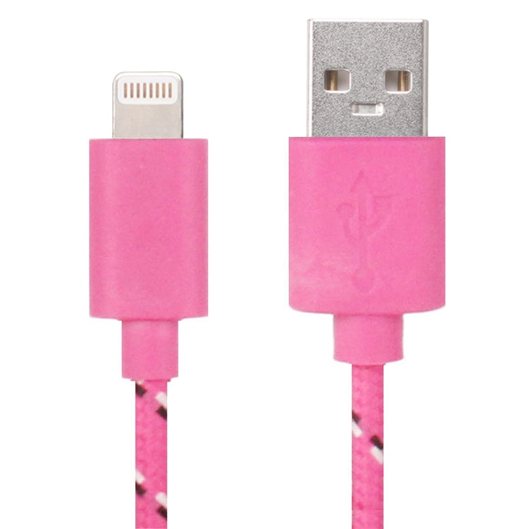 3m Nylon Netting Style USB Data Transfer Charging Cable for iPhone, iPad(Magenta) - Normal Style Cable by PMC Jewellery | Online Shopping South Africa | PMC Jewellery | Buy Now Pay Later Mobicred