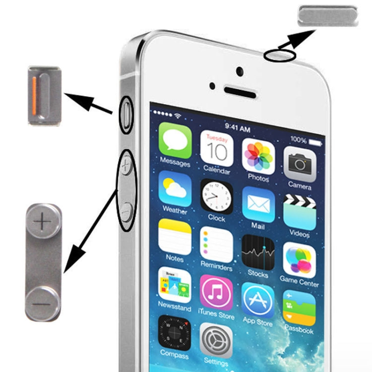3 in 1 for iPhone 5S (Original Mute + Original Power + Original Volume) Button Kit, Alloy Material(Silver) - iPhone 5 Parts by PMC TechLife | Online Shopping South Africa | PMC TechLife | Buy Now Pay Later Mobicred