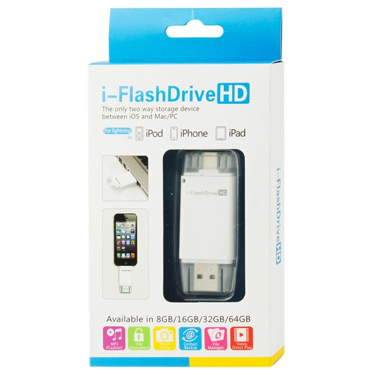 32GB i-Flash Driver HD U Disk USB Drive Memory Stick for iPhone / iPad / iPod touch(White) - free shipping - PMC Jewellery - Order now!