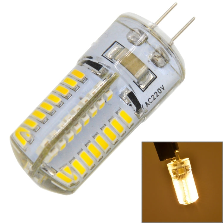 G4 4W 200LM  Silicone Corn Light Bulb, 64 LED SMD 3014, Warm White Light, AC 220V - LED Blubs & Tubes by PMc TechLife | Online Shopping South Africa | PMc TechLife | Buy Now Pay Later Mobicred