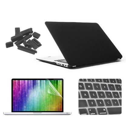 ENKAY for MacBook Air 13.3 inch (US Version) 4 in 1 Frosted Hard Shell Plastic Protective Case with Screen Protector & Keyboard Guard & Anti-dust Plugs(Black) - MacBook Air Cases by ENKAY | Online Shopping South Africa | PMC Jewellery | Buy Now Pay Later Mobicred