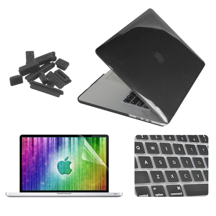 ENKAY for MacBook Pro Retina 13.3 inch (US Version) / A1425 / A1502 4 in 1 Crystal Hard Shell Plastic Protective Case with Screen Protector & Keyboard Guard & Anti-dust Plugs(Black) - MacBook Pro Cases by ENKAY | Online Shopping South Africa | PMC Jewellery | Buy Now Pay Later Mobicred