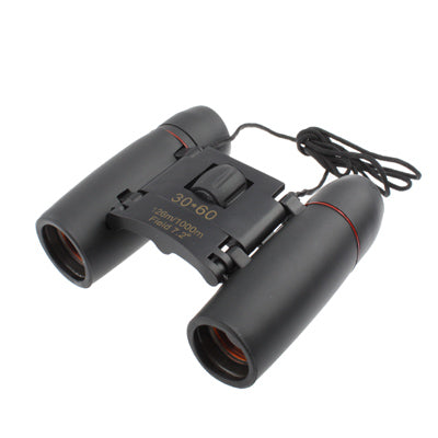Mini Folded Field 7.2 Degree 126m / 1000m 30 x 60mm Red Multi-Coated Day Vision Outdoor Telescope Binoculars(Black) - Binoculars by PMC TechLife | Online Shopping South Africa | PMC TechLife | Buy Now Pay Later Mobicred