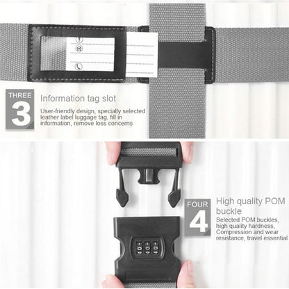 Luggage Strap Cross Belt Adjustable Packing Band Belt Strap with Password Lock for Luggage Travel Suitcase(Grey) - Tapes & Ropes by PMC Jewellery | Online Shopping South Africa | PMC Jewellery | Buy Now Pay Later Mobicred