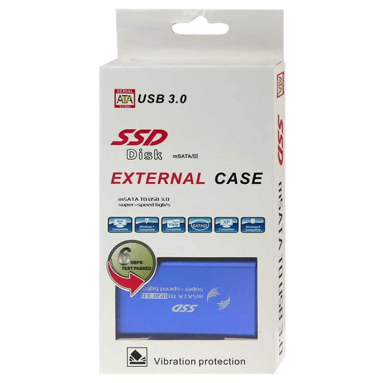 6gb/s mSATA Solid State Disk SSD to USB 3.0 Hard Disk Case(Blue) - HDD Enclosure by PMC Jewellery | Online Shopping South Africa | PMC Jewellery | Buy Now Pay Later Mobicred