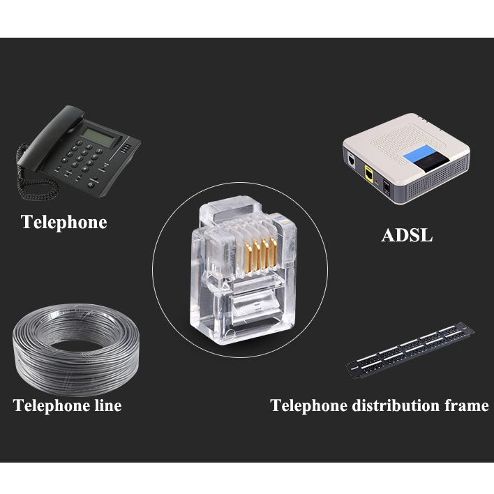 RJ11 Modular Plug Telephone Connector (1000pcs in one packaging, the price is for 1000pcs) - free shipping - PMC Jewellery - Order now!