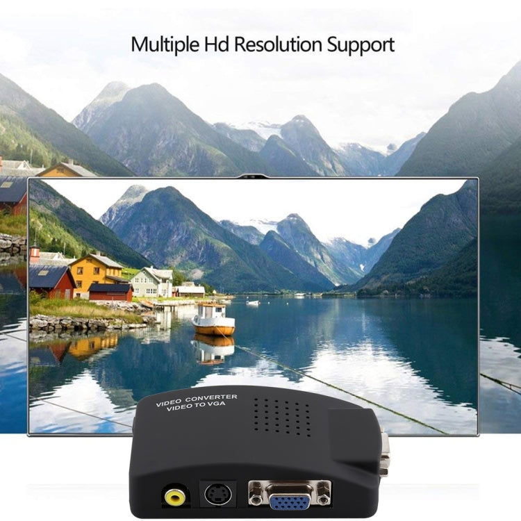High Resolution (BNC) Video and S-Video to VGA Conversion(Black) - VGA Converter by PMC Jewellery | Online Shopping South Africa | PMC Jewellery | Buy Now Pay Later Mobicred