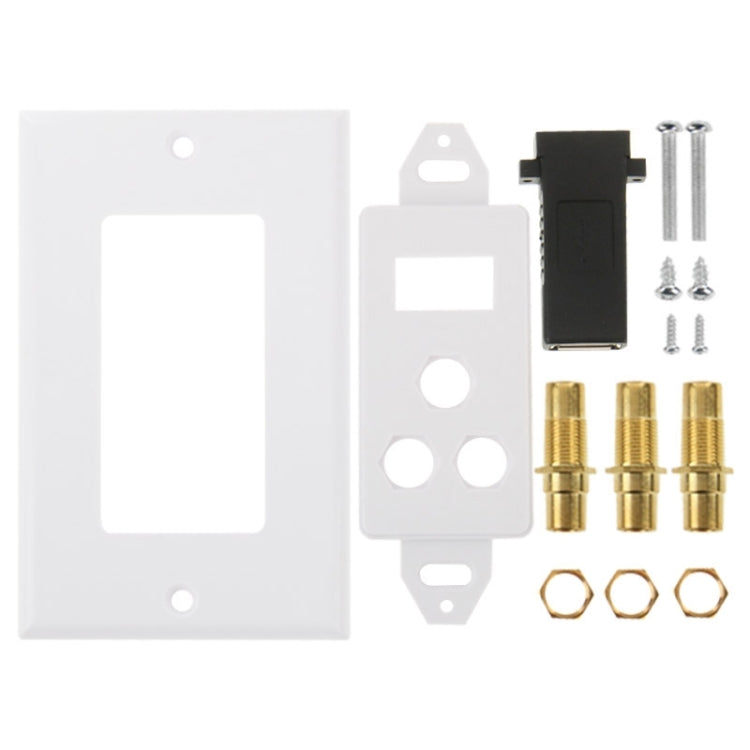 USB 3.0 Female Plug + 3 RCA Female Plugs Wall Plate Panel -  by PMC TechLife | Online Shopping South Africa | PMC TechLife | Buy Now Pay Later Mobicred