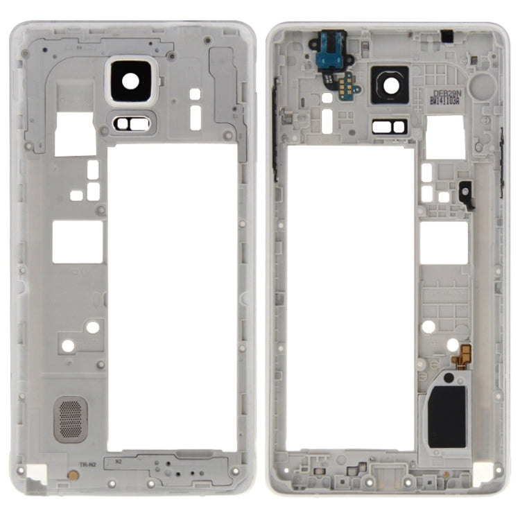 For Galaxy Note 4 / N910V Middle Frame Bezel Back Plate Housing Camera Lens Panel with Speaker Ringer Buzzer and Earphone Hole (White) - Frame Bezel Plate by PMC Jewellery | Online Shopping South Africa | PMC Jewellery | Buy Now Pay Later Mobicred