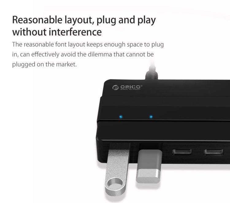 Orico H7928-U2-V1 Desktop 7 Ports USB 2.0 HUB with Power Adapter(Black) - free shipping - PMC Jewellery - Order now!