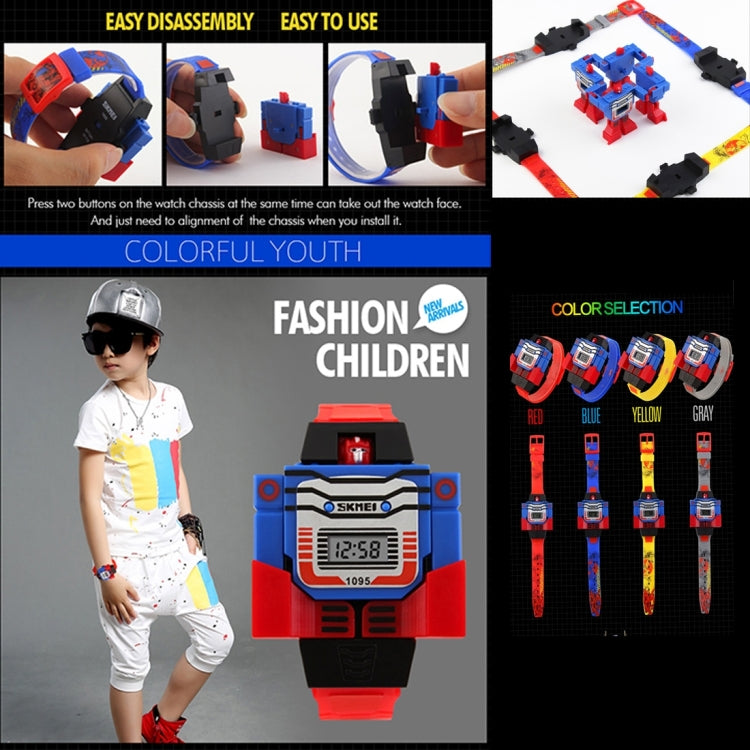 SKMEI Transformation Toy Shape Changing Removable Dial Digital Movement Children Watch with PU Plastic Cement Band(Dark Blue) - free shipping - PMC TechLife - Order now!