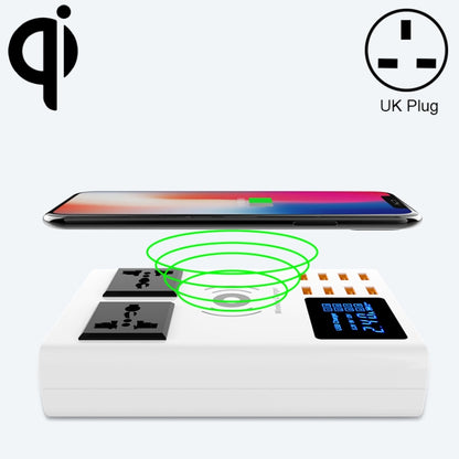 YC-CDA10W 10W Multi Port USB Intelligent Digital Display Fast Charging Wireless Charger, UK Plug - Multifunction Charger by PMC Jewellery | Online Shopping South Africa | PMC Jewellery | Buy Now Pay Later Mobicred