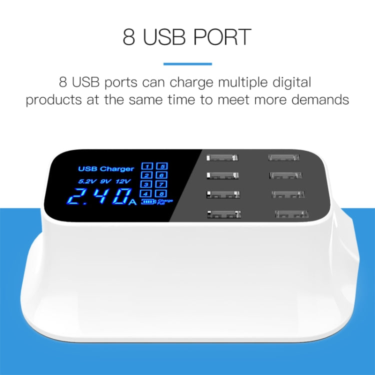 YC-CDA19A 8-port USB Multi-function 40W Intelligent Digital Display Fast Charging Dock, US Plug - free shipping - PMC Jewellery - Order now!