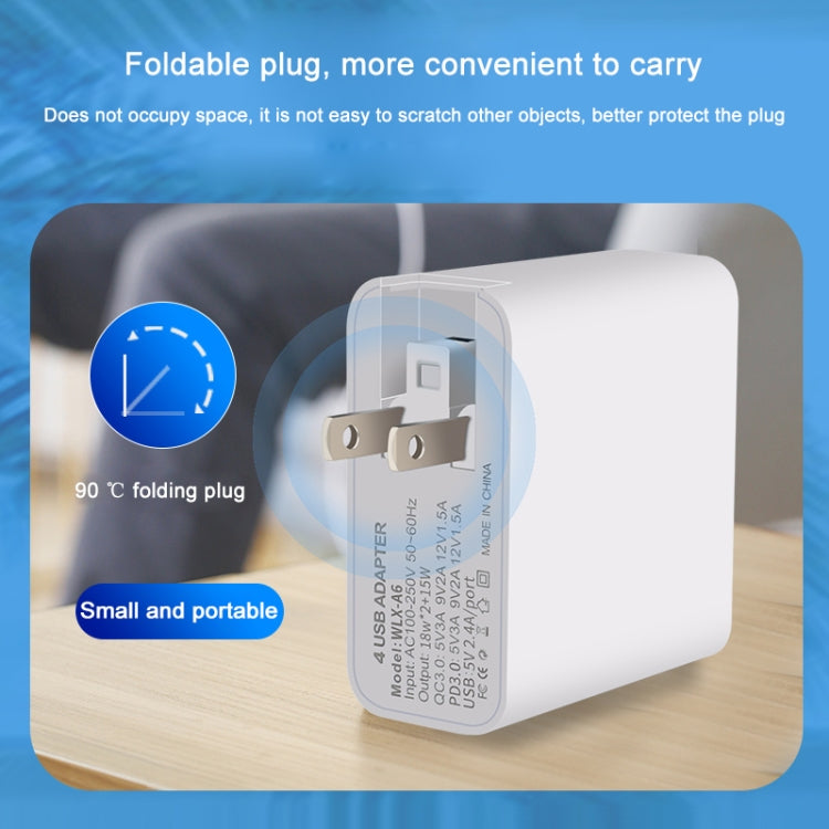 WLX-A6 4 Ports Quick Charging USB Travel Charger Power Adapter, AU Plug - USB Charger by PMC Jewellery | Online Shopping South Africa | PMC Jewellery | Buy Now Pay Later Mobicred