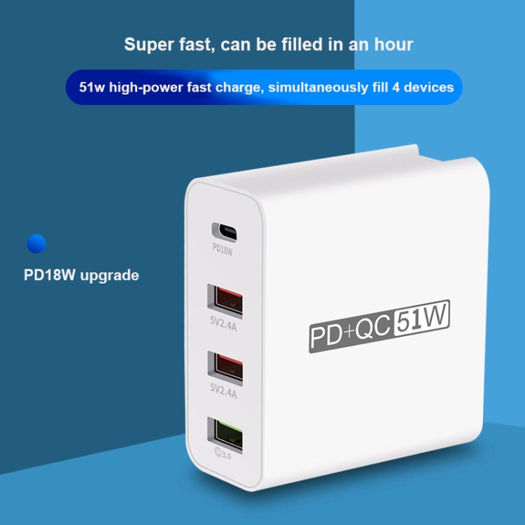 WLX-A6 4 Ports Quick Charging USB Travel Charger Power Adapter, AU Plug - USB Charger by PMC Jewellery | Online Shopping South Africa | PMC Jewellery | Buy Now Pay Later Mobicred