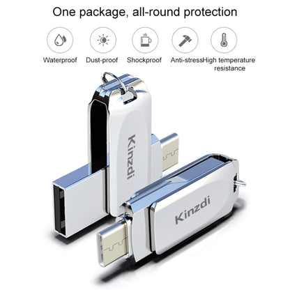 Kinzdi 64GB USB + Type-C Interface Metal Twister Flash Disk V10 (Silver) - USB Flash Drives by Kinzdi | Online Shopping South Africa | PMC Jewellery | Buy Now Pay Later Mobicred