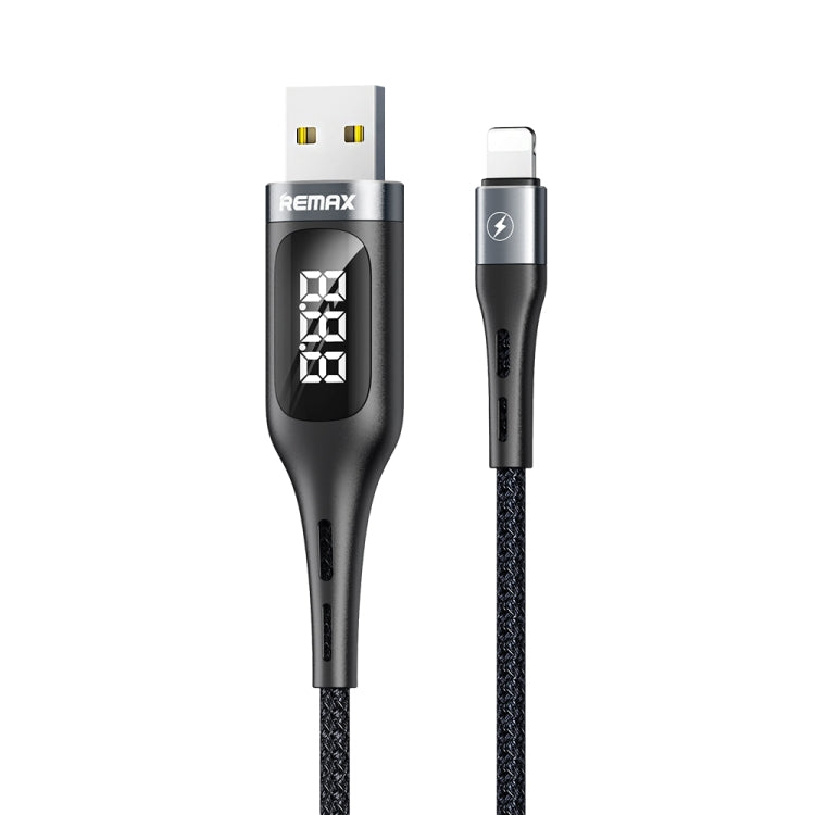 REMAX RC-096i Leader 1.2m 2.1 USB to 8 Pin Intelligent Digital Display Aluminum Alloy Braid Fast Charging Data Cable - Normal Style Cable by REMAX | Online Shopping South Africa | PMC Jewellery | Buy Now Pay Later Mobicred