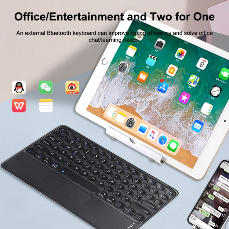 250C 10 inch Universal Tablet Round Keycap Wireless Bluetooth Keyboard with Touch Panel (White) - Universal Keyboard by PMC TechLife | Online Shopping South Africa | PMC TechLife