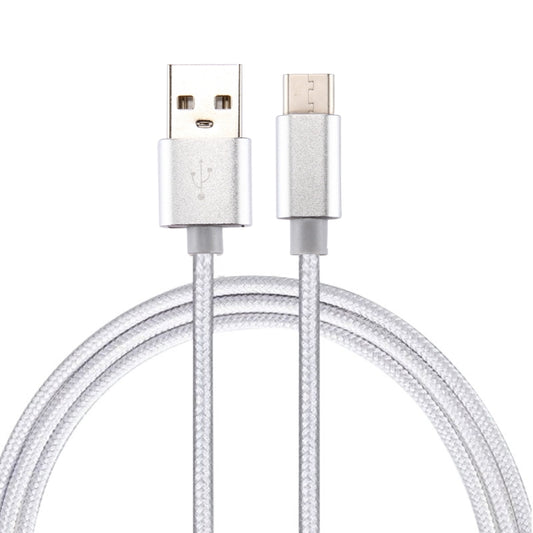 Knit Texture USB to USB-C / Type-C Data Sync Charging Cable, Cable Length: 1m, 3A Total Output, 2A Transfer Data(Silver) - USB-C & Type-C Cable by PMC Jewellery | Online Shopping South Africa | PMC Jewellery | Buy Now Pay Later Mobicred