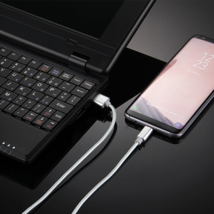 Knit Texture USB to USB-C / Type-C Data Sync Charging Cable, Cable Length: 1m, 3A Total Output, 2A Transfer Data(Silver) - USB-C & Type-C Cable by PMC TechLife | Online Shopping South Africa | PMC TechLife | Buy Now Pay Later Mobicred