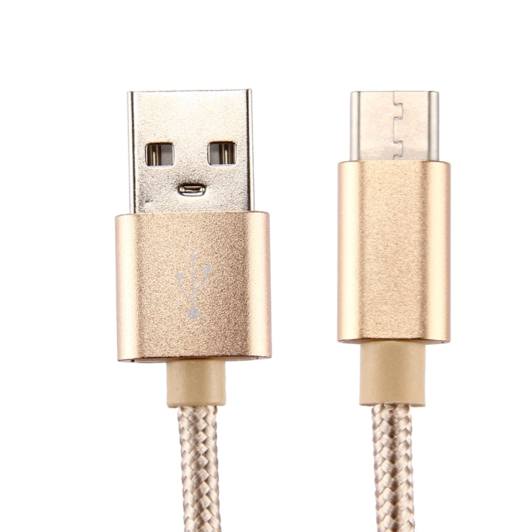 Knit Texture USB to USB-C / Type-C Data Sync Charging Cable, Cable Length: 2m, 3A Output(Gold) - USB-C & Type-C Cable by PMC TechLife | Online Shopping South Africa | PMC TechLife | Buy Now Pay Later Mobicred