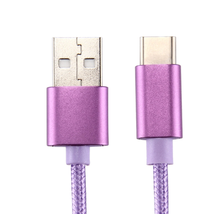 Knit Texture USB to USB-C / Type-C Data Sync Charging Cable, Cable Length: 2m, 3A Output(Purple) - USB-C & Type-C Cable by PMC TechLife | Online Shopping South Africa | PMC TechLife | Buy Now Pay Later Mobicred
