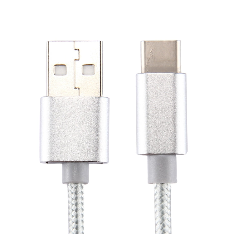 Knit Texture USB to USB-C / Type-C Data Sync Charging Cable, Cable Length: 2m, 3A Output(Silver) - USB-C & Type-C Cable by PMC TechLife | Online Shopping South Africa | PMC TechLife | Buy Now Pay Later Mobicred