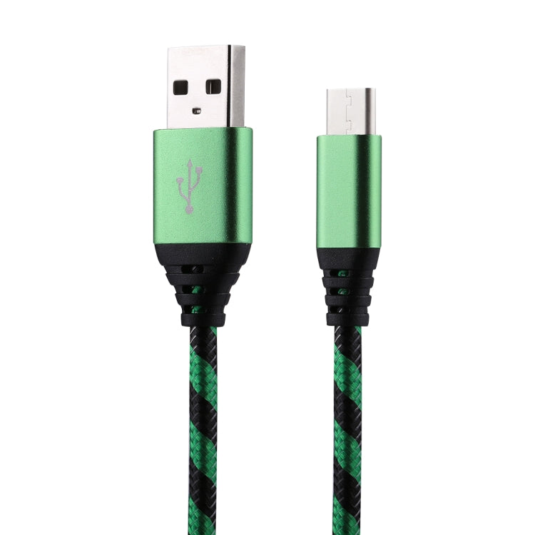 1m USB to USB-C / Type-C Nylon Weave Style Data Sync Charging Cable(Green) - USB-C & Type-C Cable by PMC TechLife | Online Shopping South Africa | PMC TechLife | Buy Now Pay Later Mobicred