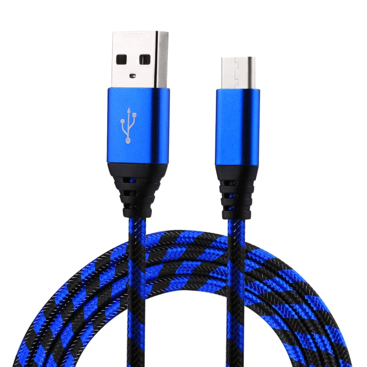 1m USB to USB-C / Type-C Nylon Weave Style Data Sync Charging Cable(Blue) - USB-C & Type-C Cable by PMC TechLife | Online Shopping South Africa | PMC TechLife | Buy Now Pay Later Mobicred