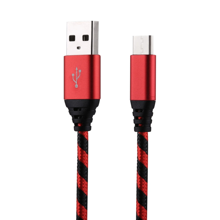 1m USB to USB-C / Type-C Nylon Weave Style Data Sync Charging Cable(Red) - USB-C & Type-C Cable by PMC Jewellery | Online Shopping South Africa | PMC Jewellery | Buy Now Pay Later Mobicred