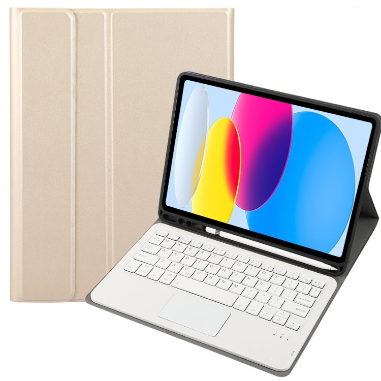 For iPad 11 2025 / 10th Gen 10.9 2022 A10B-A Lambskin Texture Bluetooth Touch Keyboard Leather Tablet Case with Pen Slot(Gold) - Universal by PMC TechLife | Online Shopping South Africa | PMC TechLife | Buy Now Pay Later Mobicred