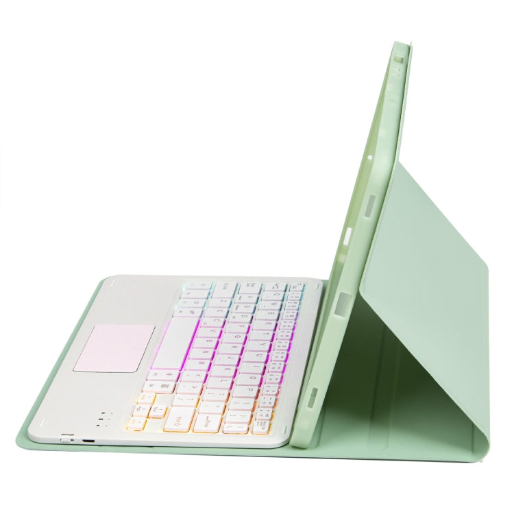 For iPad 10th Gen 10.9 2022 A10B-AS Lambskin Texture Backlight Bluetooth Touch Keyboard Leather Tablet Case with Pen Slot (Green) - Universal by PMC TechLife | Online Shopping South Africa | PMC TechLife