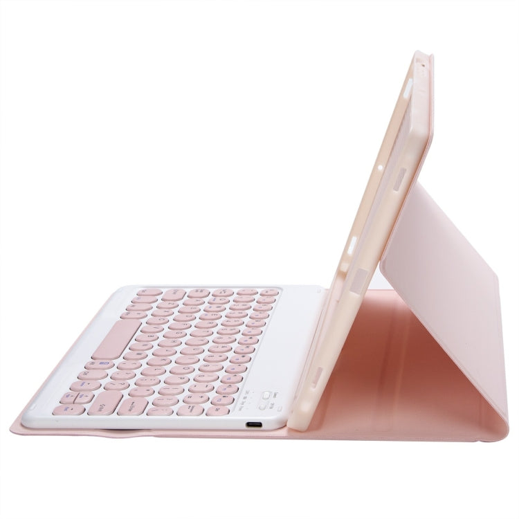 For iPad 10th Gen 10.9 2022 YA10B Lambskin Texture Bluetooth Keyboard Leather Tablet Case with Pen Slot (Pink) - Universal by PMC TechLife | Online Shopping South Africa | PMC TechLife