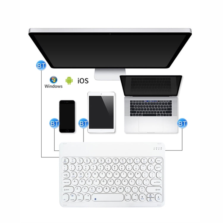 X3 10 inch Universal Tablet Round Keycap Wireless Bluetooth Keyboard (White) - Universal Keyboard by PMC TechLife | Online Shopping South Africa | PMC TechLife