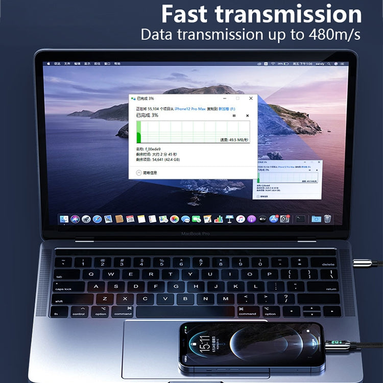 Mutural Li-CC002 1.2m 100W Digital Display USB-C / Type-C to Type-C Charging Data Cable - free shipping - PMC TechLife - Order now!