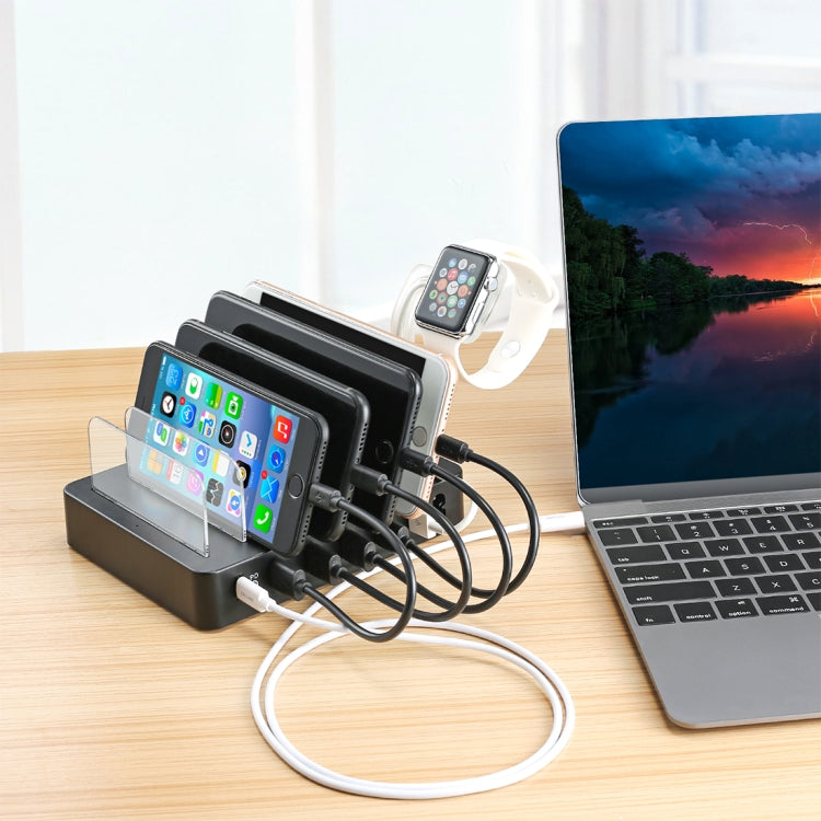 008PD Multi-function AC 100V~240V 6 Ports USB-C PD Detachable Charging Station Smart Charger, US/EU/UK/AU/Japanese Plug(Black) - Multifunction Charger by PMC Jewellery | Online Shopping South Africa | PMC Jewellery | Buy Now Pay Later Mobicred