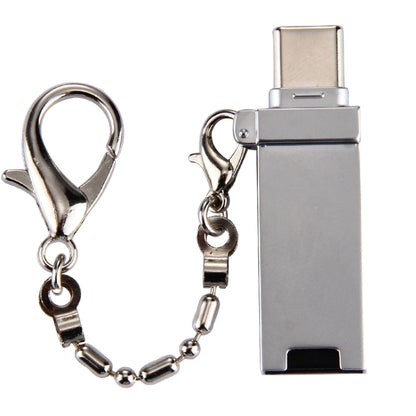 Mini Aluminum Alloy USB 2.0 Female to USB-C / Type-C Male Port Connector Adapter with Chain(Grey) - OTG Adapter by PMC Jewellery | Online Shopping South Africa | PMC Jewellery | Buy Now Pay Later Mobicred