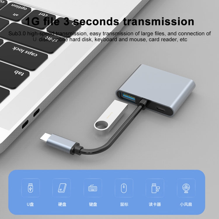 4 in 1 Multifunction USB-C / Type-C to PD USB-C / Type-C +USB 3.0+Dual HDMI HUB Docking Station (Grey) - USB HUB by PMC Jewellery | Online Shopping South Africa | PMC Jewellery | Buy Now Pay Later Mobicred