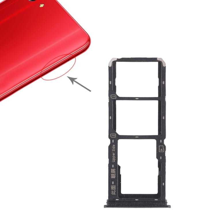 For Vivo Y83 2 x SIM Card Tray + Micro SD Card Tray (Black) - Card Tray by PMc TechLife | Online Shopping South Africa | PMc TechLife | Buy Now Pay Later Mobicred