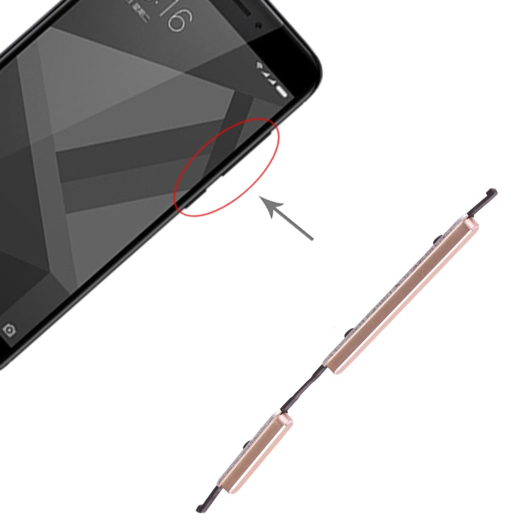 Power Button and Volume Control Button for Xiaomi Redmi 4X(Gold) - Home key & Side Key by PMc TechLife | Online Shopping South Africa | PMc TechLife | Buy Now Pay Later Mobicred