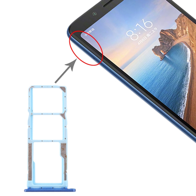 SIM Card Tray + SIM Card Tray + Micro SD Card Tray for Xiaomi Redmi 7A (Blue) - Card Tray by PMC TechLife | Online Shopping South Africa | PMC TechLife | Buy Now Pay Later Mobicred