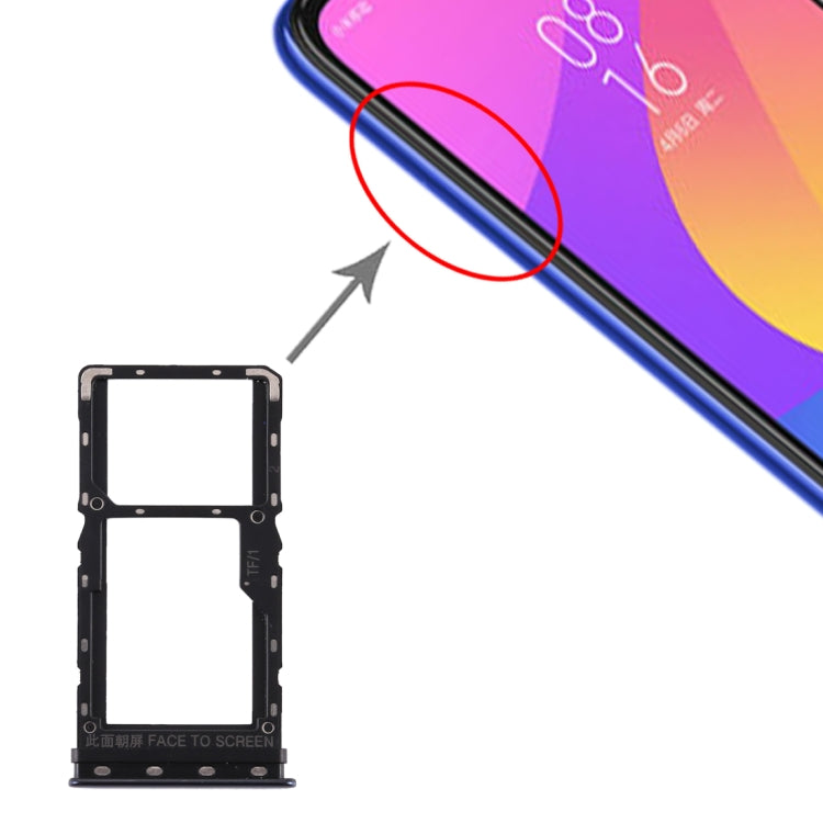 SIM Card Tray + SIM Card Tray / Micro SD Card Tray for Xiaomi Mi CC9e / Mi A3(Black) - Card Tray by PMc TechLife | Online Shopping South Africa | PMc TechLife | Buy Now Pay Later Mobicred