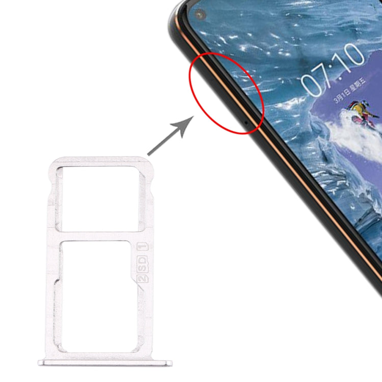 SIM Card Tray + SIM Card Tray / Micro SD Card Tray for Nokia  X7 / 8.1 / 7.1 Plus / TA-1131(Silver) - Card Tray by PMc TechLife | Online Shopping South Africa | PMc TechLife | Buy Now Pay Later Mobicred