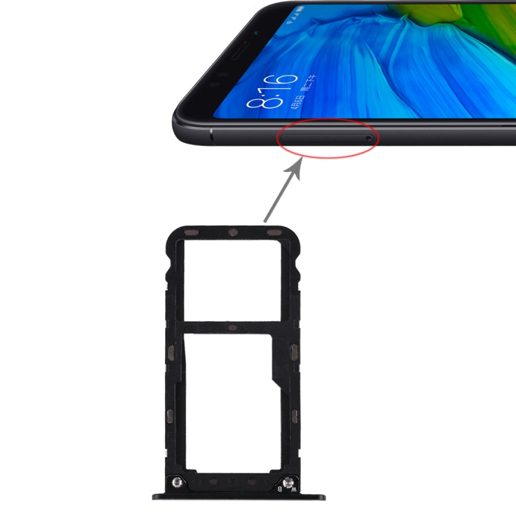 2 SIM Card Tray / Micro SD Card Tray for Xiaomi Redmi 5 Plus(Black) - Card Tray by PMc TechLife | Online Shopping South Africa | PMc TechLife | Buy Now Pay Later Mobicred