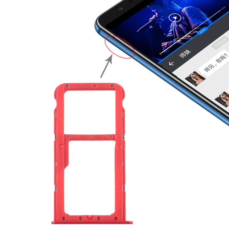 SIM Card Tray + SIM Card Tray / Micro SD Card Tray for Huawei Honor Play 7X (Red) - free shipping - PMc TechLife - Order now!