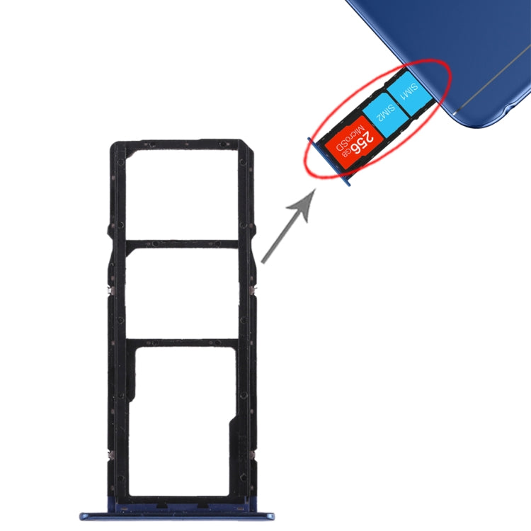 SIM Card Tray + SIM Card Tray + Micro SD Card for Huawei Honor 7A (Blue) - Card Socket by PMc TechLife | Online Shopping South Africa | PMc TechLife | Buy Now Pay Later Mobicred
