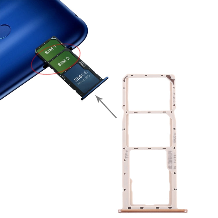 SIM Card Tray + Micro SD Card Tray for Huawei Honor 8C (Gold) - Card Socket by PMc TechLife | Online Shopping South Africa | PMc TechLife | Buy Now Pay Later Mobicred