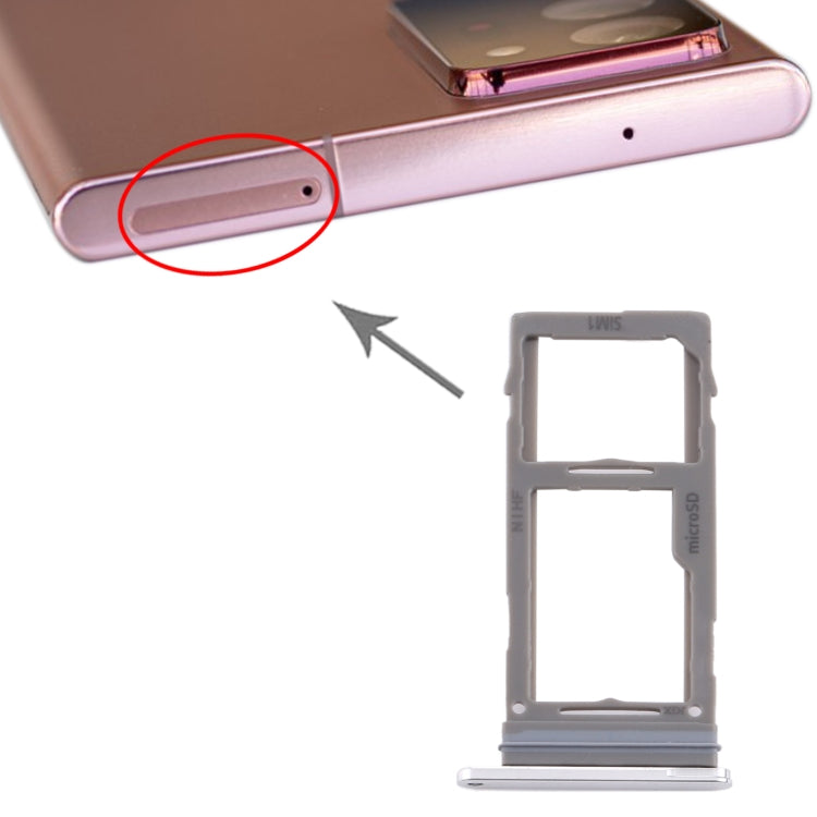 For Samsung Galaxy Note20 Ultra SIM Card Tray + Micro SD Card Tray (Silver) - free shipping - PMc TechLife - Order now!