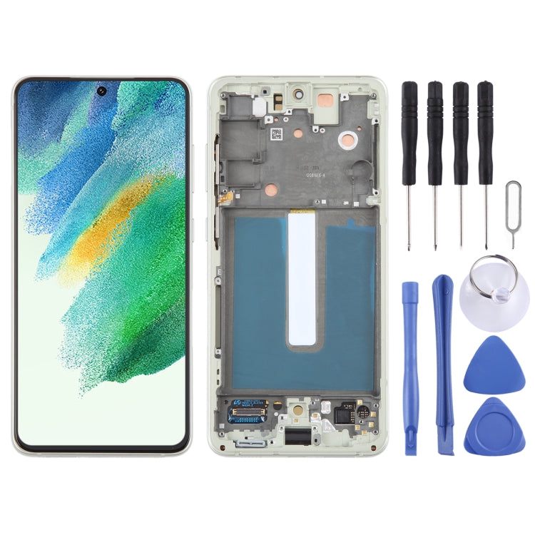 For Samsung Galaxy S21 FE 5G SM-G990B Original LCD Screen Digitizer Full Assembly with Frame (Olive Green) - free shipping - PMc TechLife - Order now!