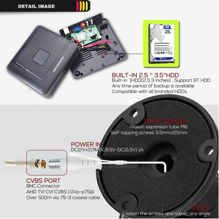 A4B5-Mini 4 Channel 720P 1.0 Mega Pixel 4 x Bullet AHD Cameras AHD DVR Kit, Support Night Vision / Motion Detection, IR Distance: 20m - Video Recorder Kit by PMc TechLife | Online Shopping South Africa | PMc TechLife | Buy Now Pay Later Mobicred